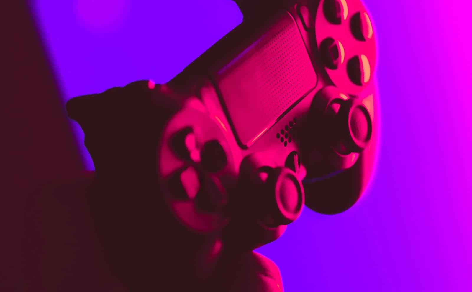 A game controller held in hands