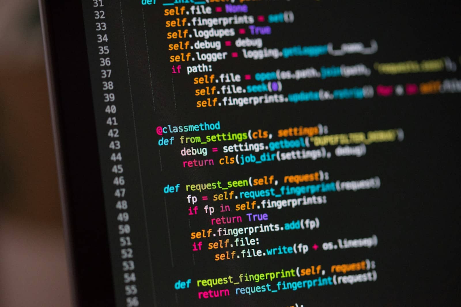 Software code on a monitor