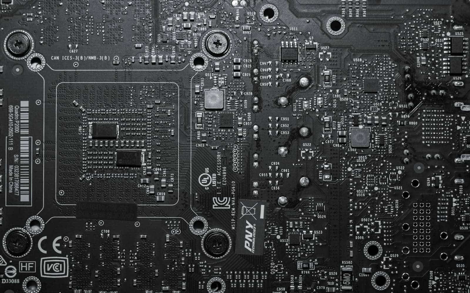 A graphics card printed circuit board