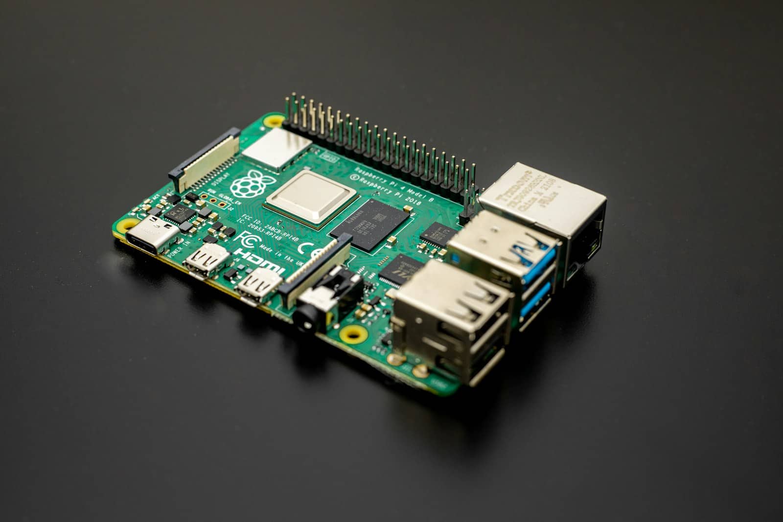 A Raspberry Pi board and components