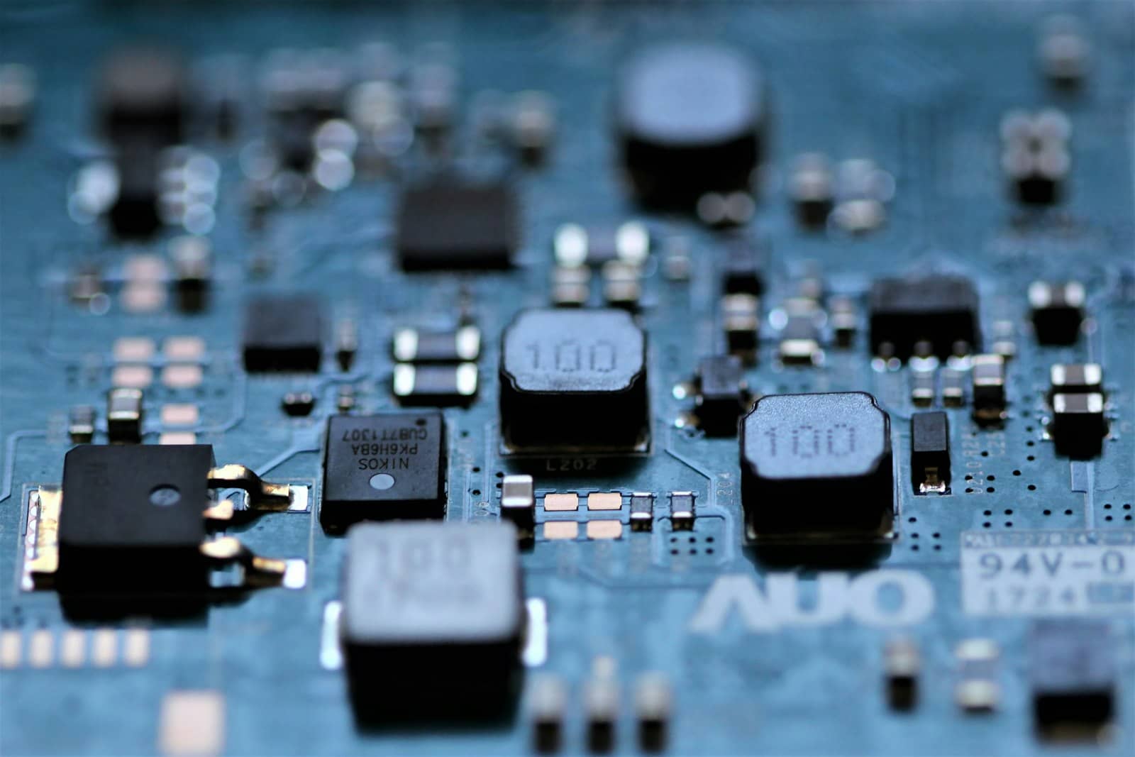 Computer motherboard components in close-up