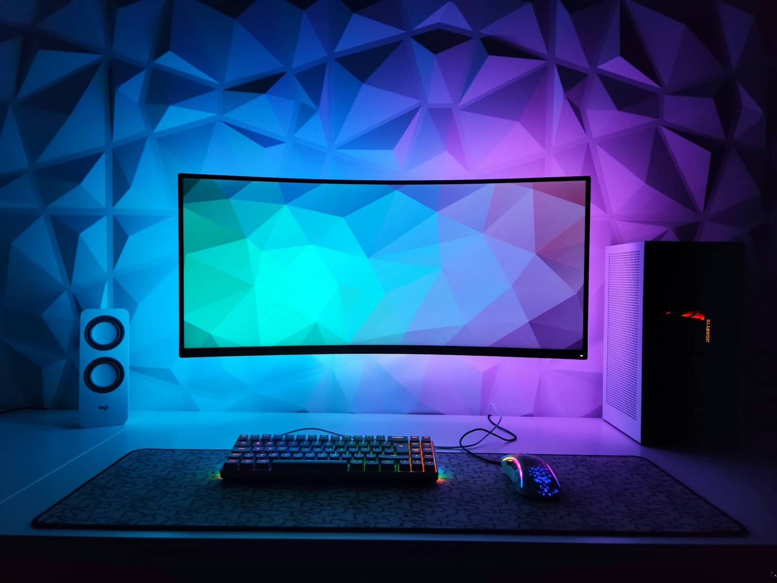 A gaming monitor and desk setup