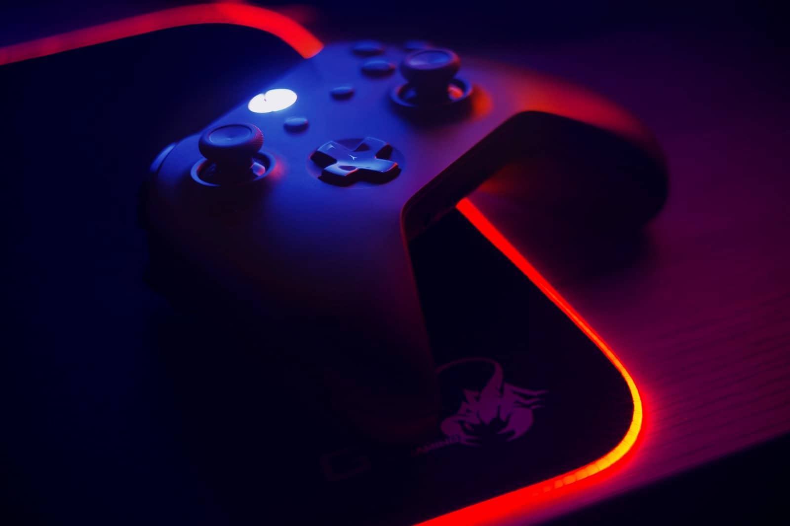 A gaming controller on a desk