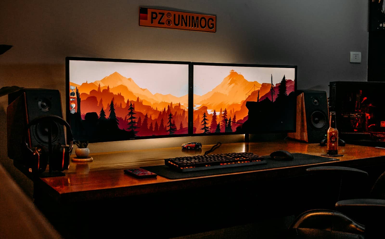 An ultrawide gaming monitor on a desk