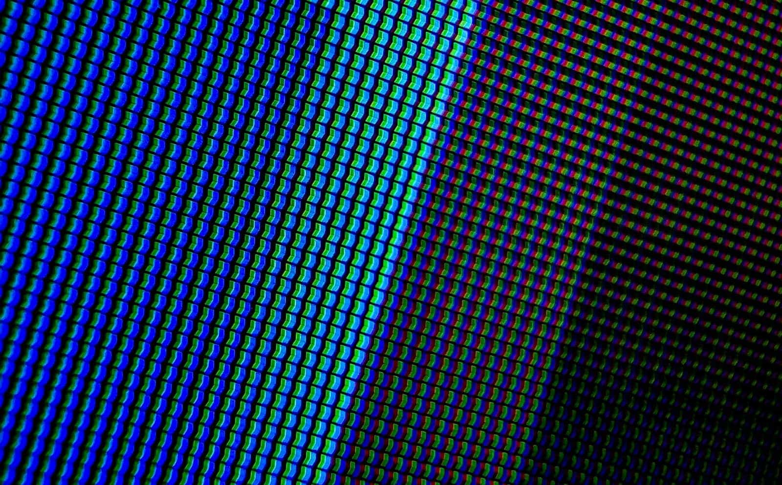 A close-up of a monitor screen showing pixels