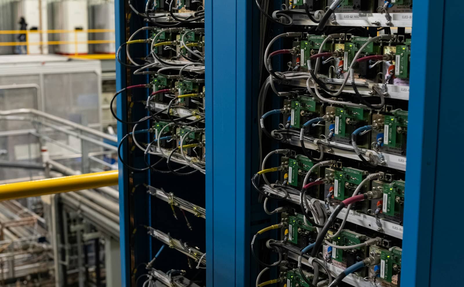 Rows of servers and hardware in a data center