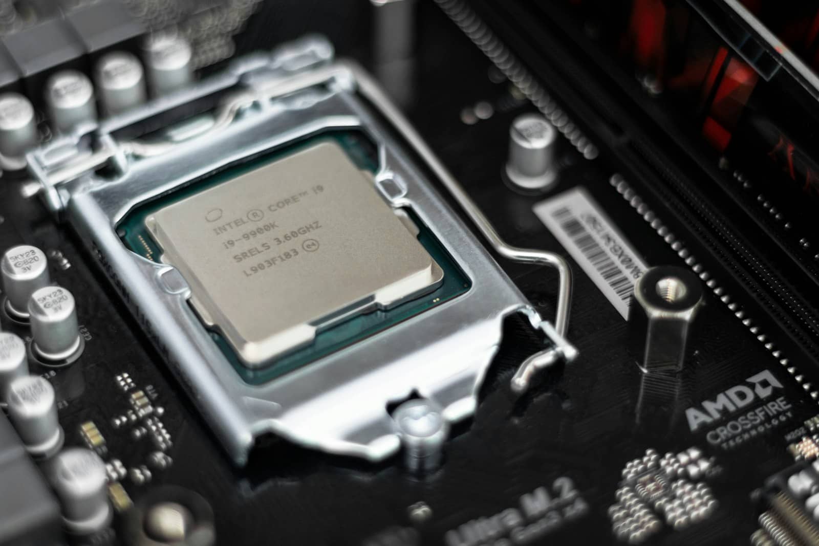 RAM modules installed on a motherboard