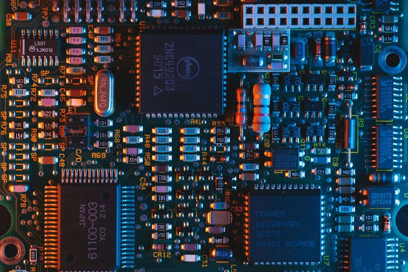 A graphics card circuit board close-up
