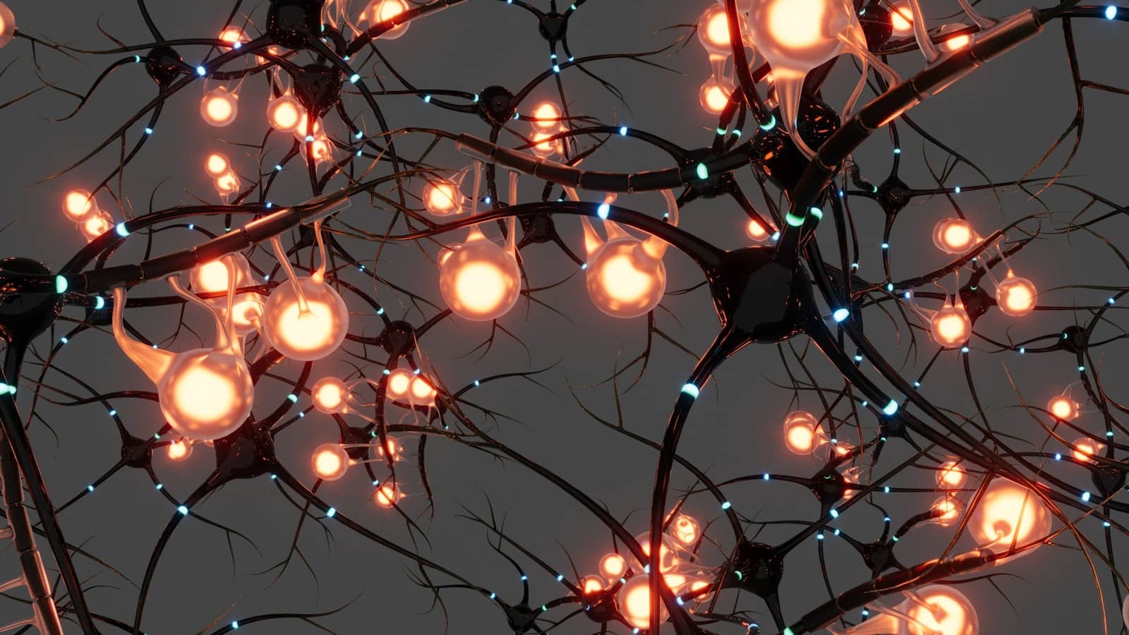 Abstract glowing network of connected nodes