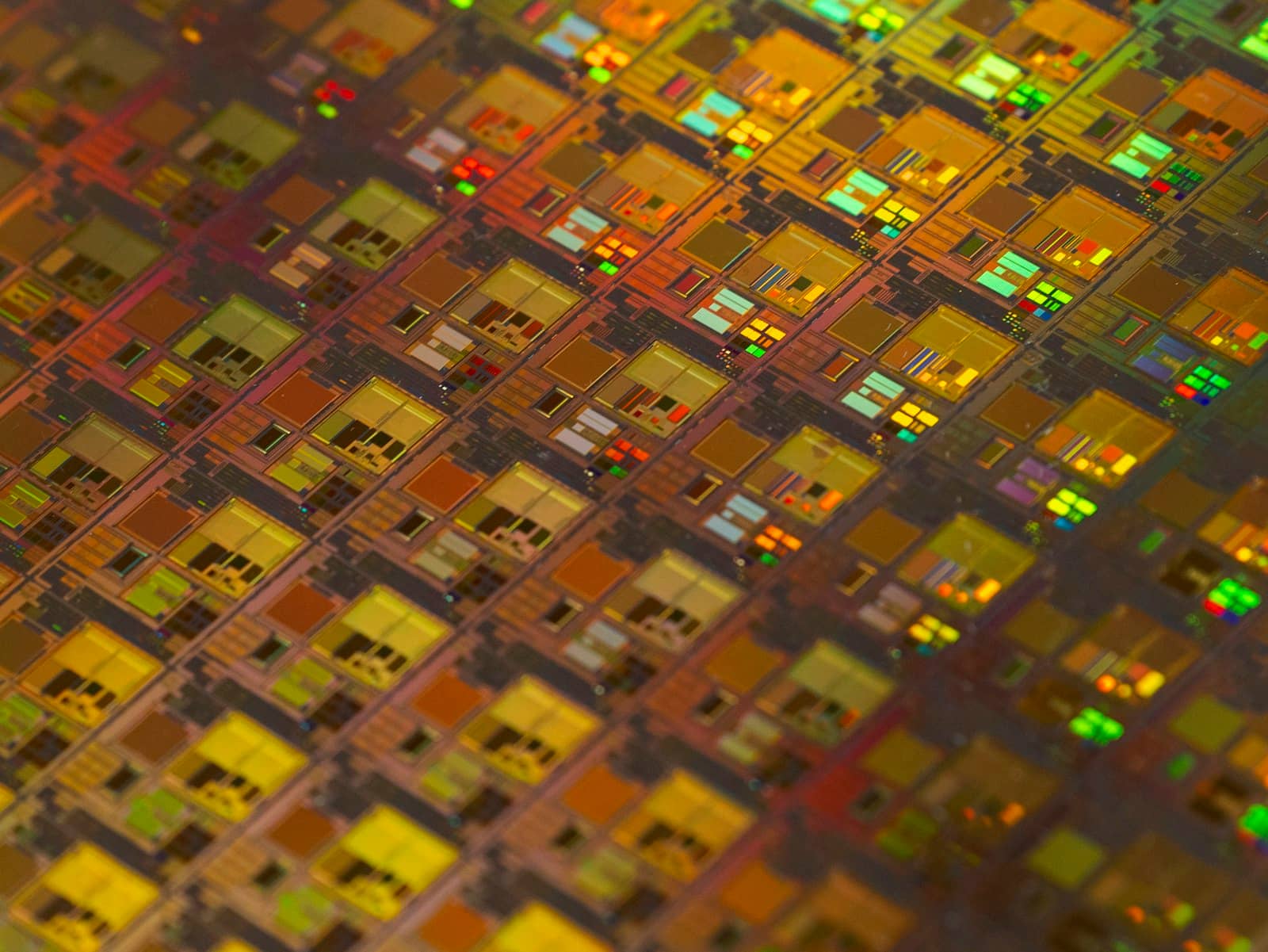 An AI chip glowing on a circuit board