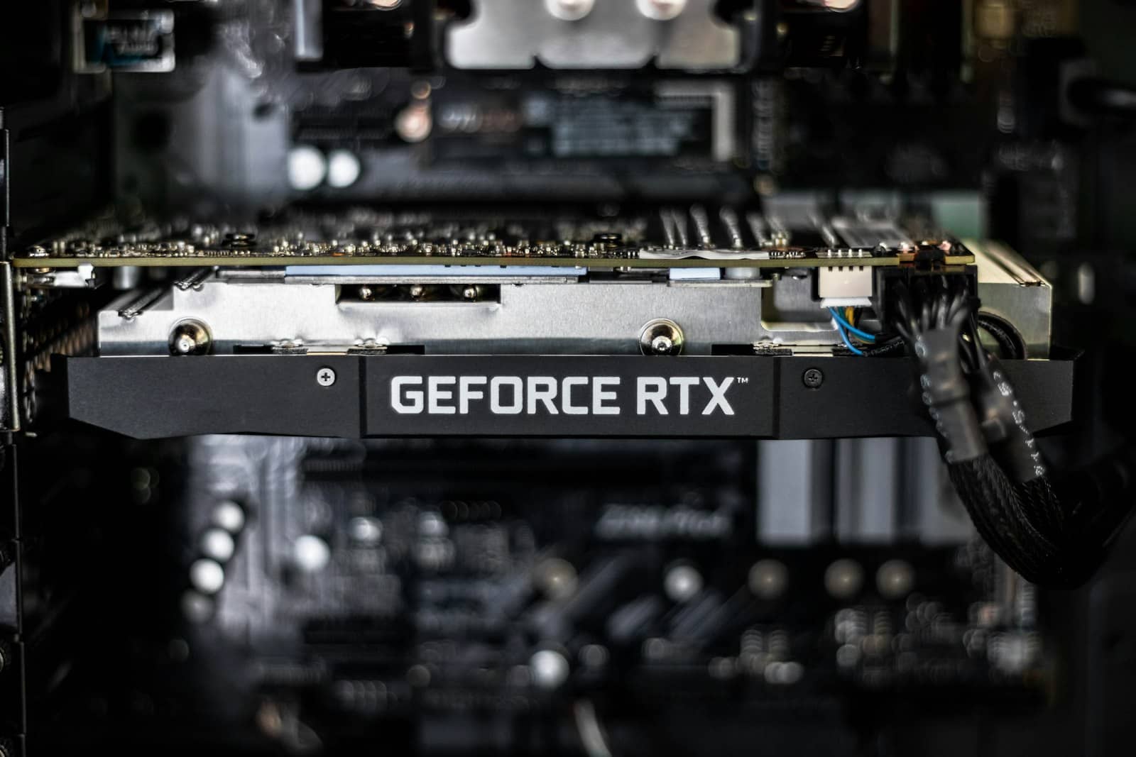 A gaming PC with RGB lighting and a graphics card