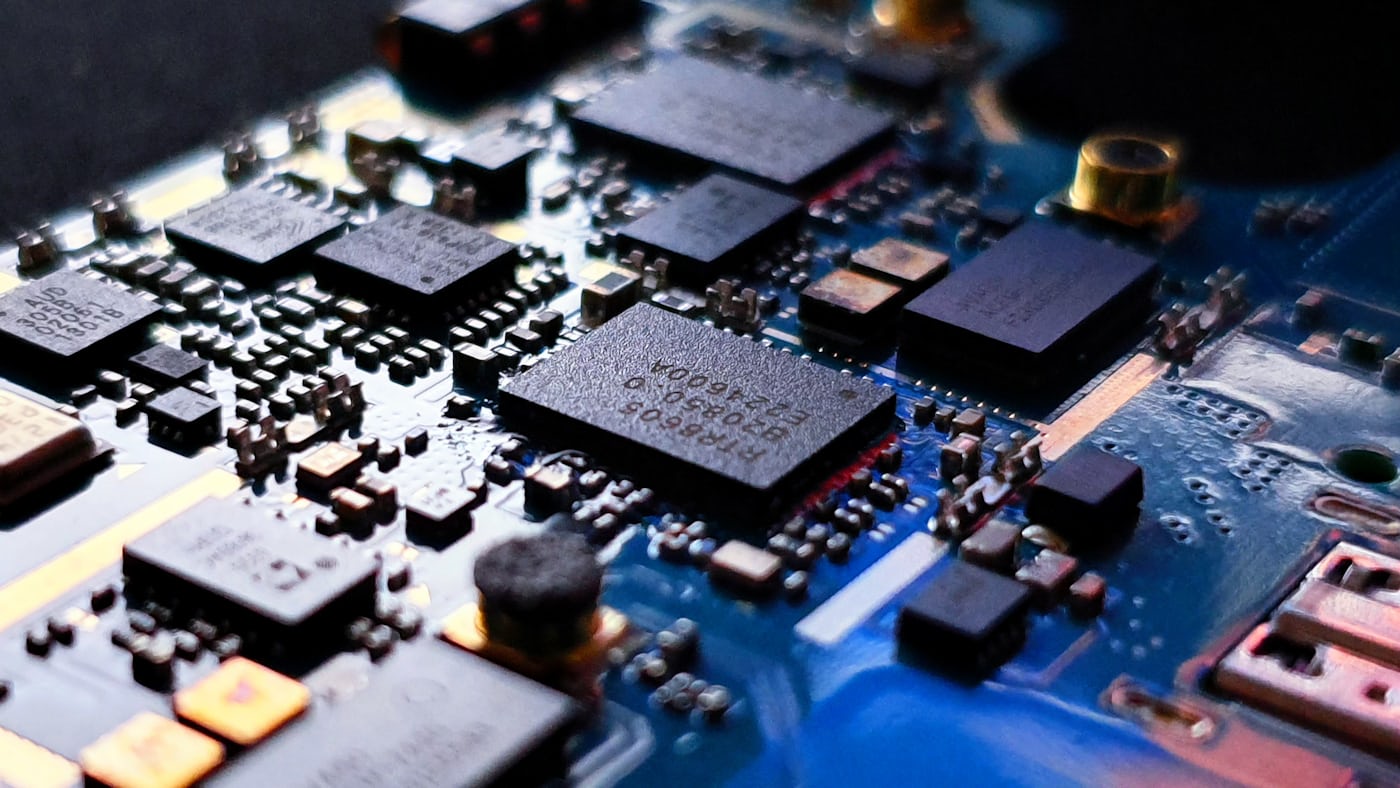 Close-up of a circuit board and components
