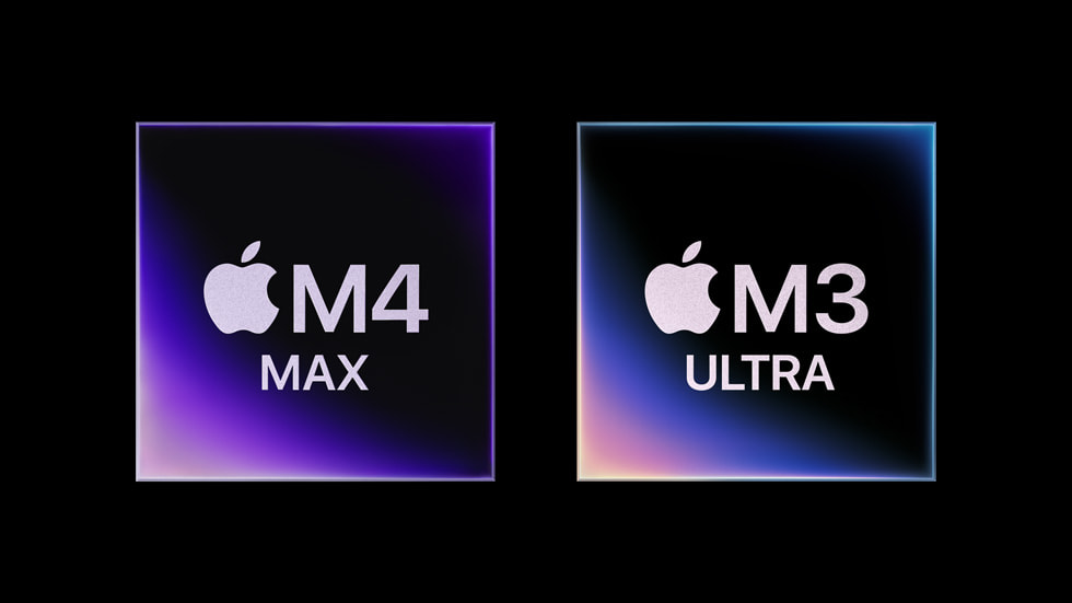 Apple Mac Studio with M4 Max and M3 Ultra chip badges