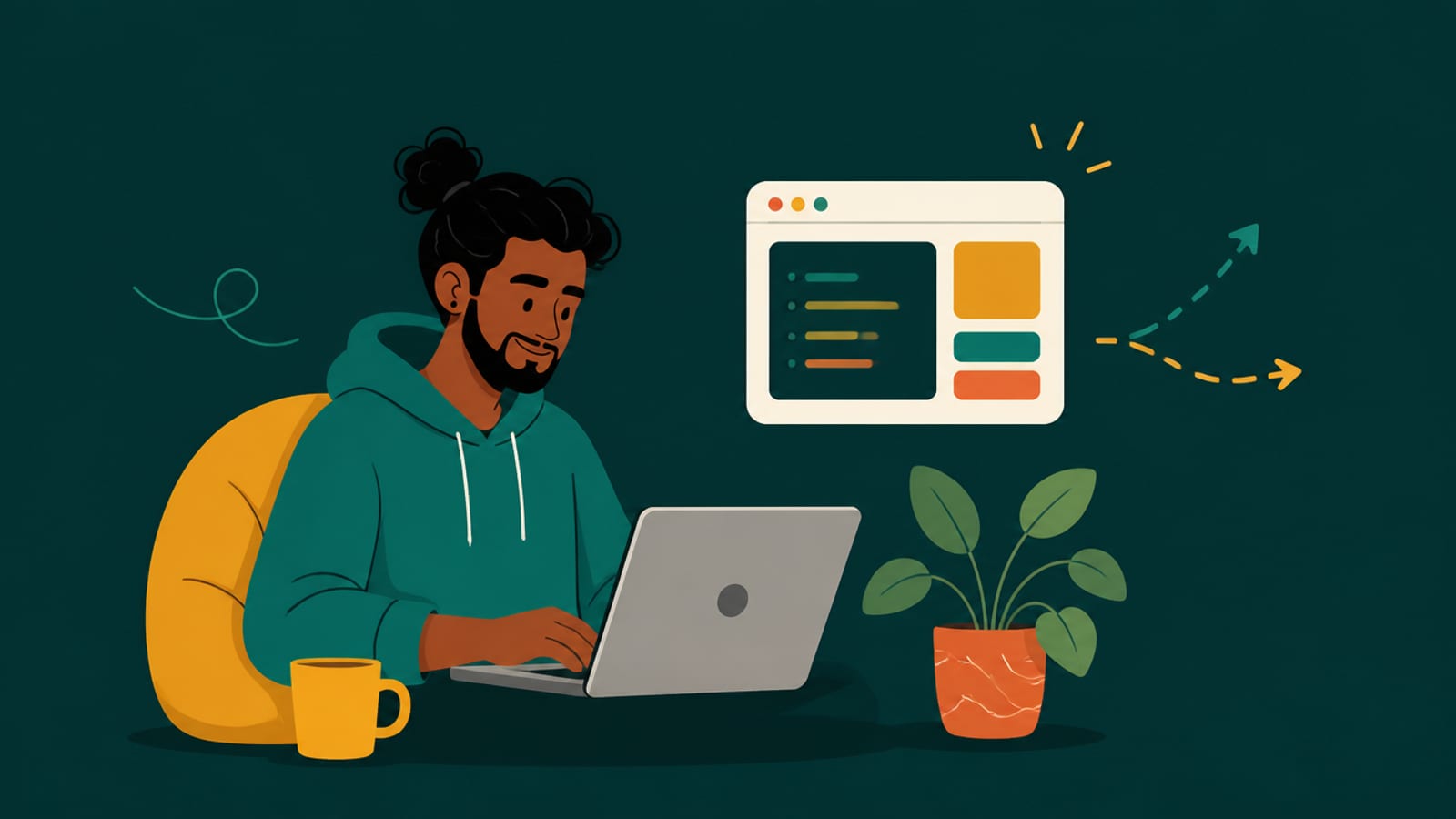 Flat illustration of an indie developer at a laptop weighing whether they need a GPU for their AI app