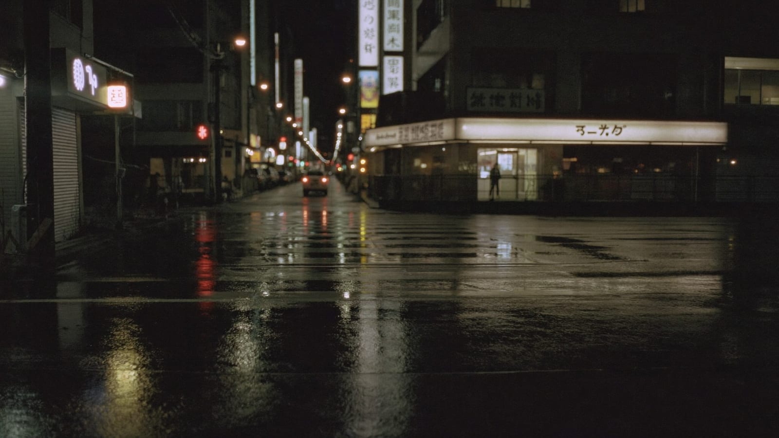 A cinematic neon-lit rainy street scene, a still from a Higgsfield generation