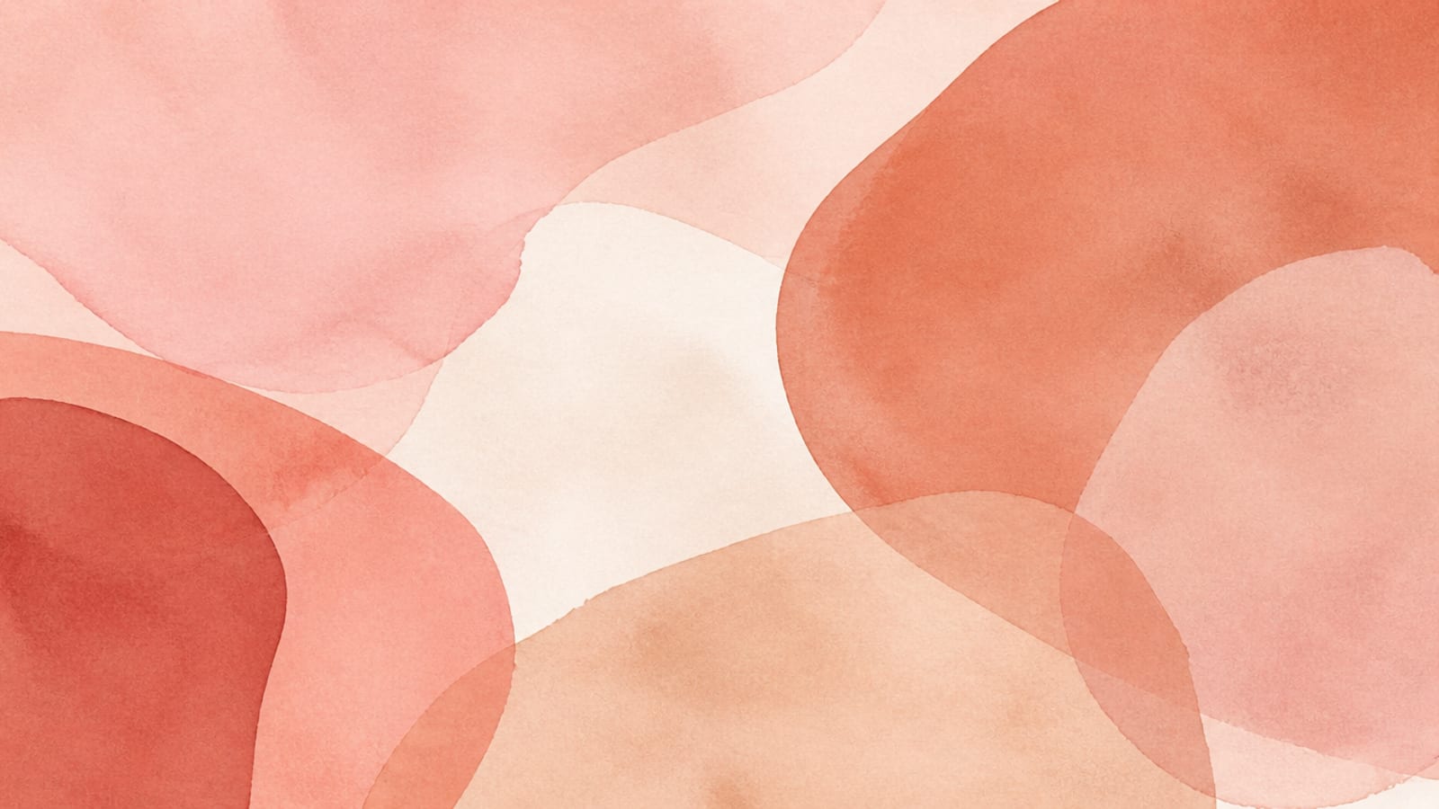 Watercolor-style abstract print of soft blush and terracotta shapes