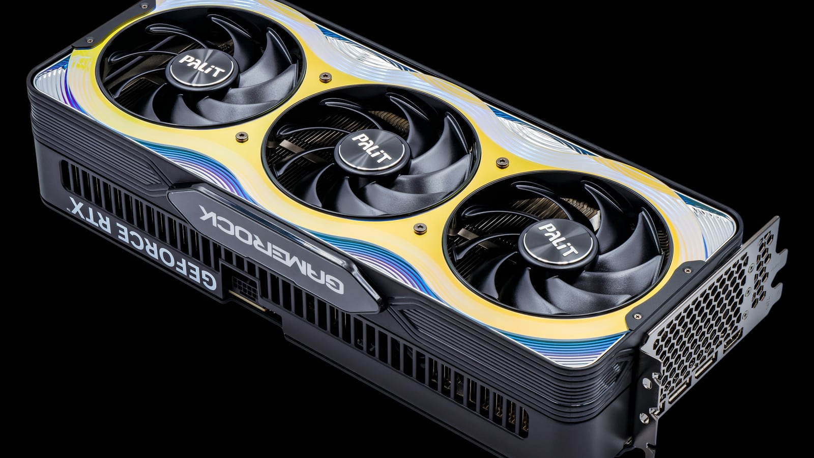 An NVIDIA GeForce RTX 5090 graphics card (Palit GameRock)