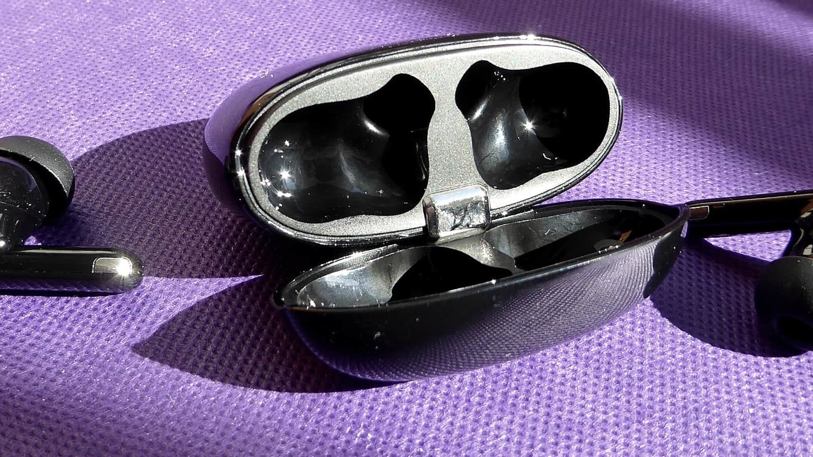 Wireless earbuds with their charging case